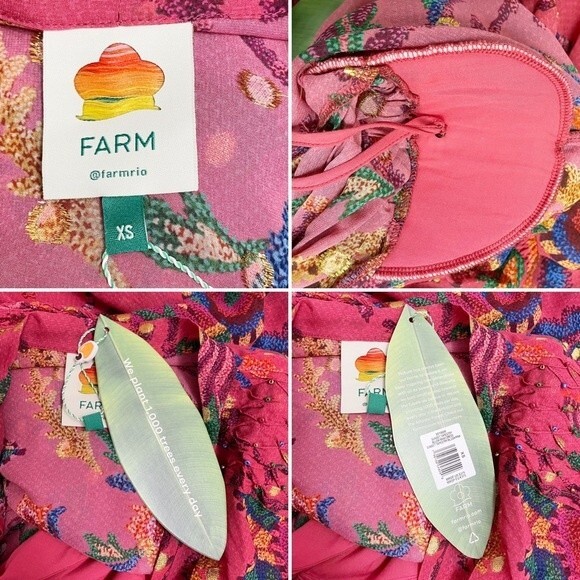 NWT Farm Rio Sunset Tapestry Floral Long Sleeve Boho Maxi Dress Warm Red Size XS - Picture 14 of 16